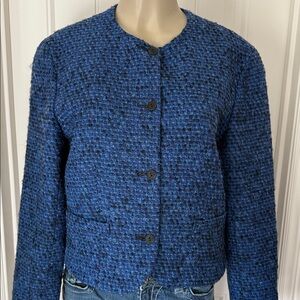 Pendleton Women's Navy Tweed Blazer, academia, Vintage, made in USA, classy